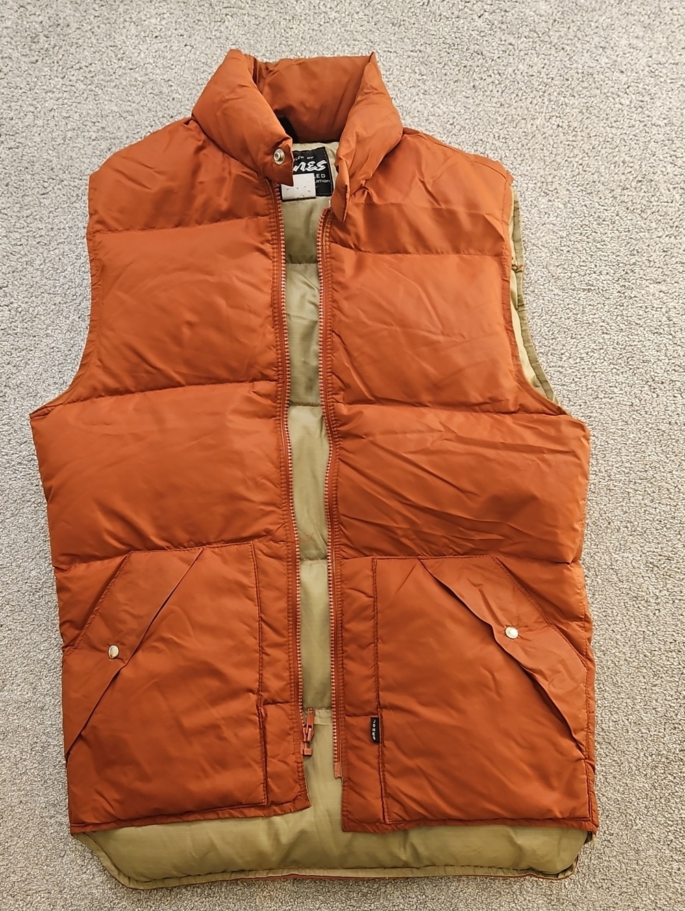 Jones Insulated Orange Down Puffer Vest